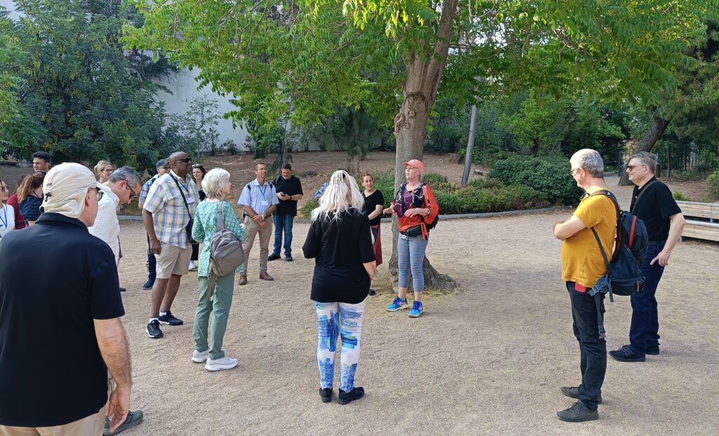 Eliza Gardiner is giving a short speech at the site of Aristotle’s Lyceum Eliza Gardiner is giving a short speech at the site of Aristotle’s Lyceum